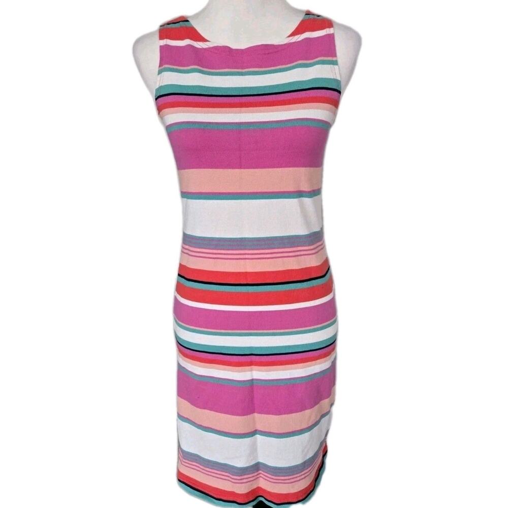 Joules Premium Grade Striped Fitted Sleeveless Midi Dress Sz 6
